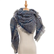 (135CM)(SJ   Navy blue black ) head occidental style shawl Collar autumn Winter big grid triangle scarf