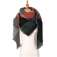(135CM)(SJ  ) head occidental style shawl Collar autumn Winter big grid triangle scarf