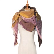 (135CM)(SJ   pink) head occidental style shawl Collar autumn Winter big grid triangle scarf