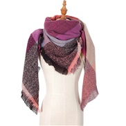 (135CM)(SJ   rose Red pink) head occidental style shawl Collar autumn Winter big grid triangle scarf