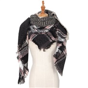 (135CM)(SJ   black) head occidental style shawl Collar autumn Winter big grid triangle scarf