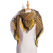 (135CM)(SJ   Gradual change) head occidental style shawl Collar autumn Winter big grid triangle scarf