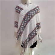 (Free Size )( white)occidental style women dress autumn Winter wind v-neck tassel rainbow sweater woman