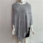 (Free Size )( gray)occidental style women dress autumn Winter wind v-neck tassel rainbow sweater woman