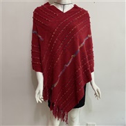 (Free Size )( Red wine)occidental style women dress autumn Winter wind v-neck tassel rainbow sweater woman
