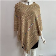 (Free Size )( camel)occidental style women dress autumn Winter wind v-neck tassel rainbow sweater woman