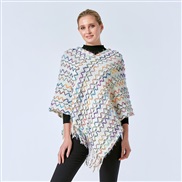 (Free Size )( Color white)occidental style women dress autumn Winter wind v-neck tassel rainbow sweater woman