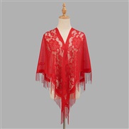 (180cm)(  red ) hollow color draughty tassel triangle shawl woman  head fashion scarf