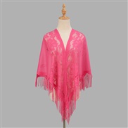 (180cm)(   rose Red) hollow color draughty tassel triangle shawl woman  head fashion scarf