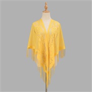 (180cm)(  yellow) hollow color draughty tassel triangle shawl woman  head fashion scarf