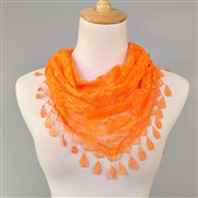 (148-48cm)( orange)lace color Korea triangle   fashion hollow lady pure color rose triangle scarf