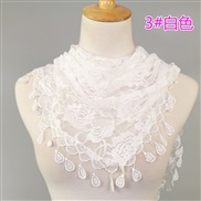 (148-48cm)(  white)lace color Korea triangle   fashion hollow lady pure color rose triangle scarf