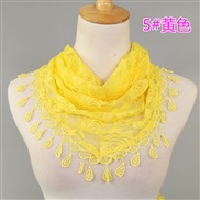 (148-48cm)(  yellow)lace color Korea triangle   fashion hollow lady pure color rose triangle scarf