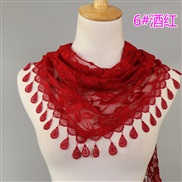 (148-48cm)(  Red wine)lace color Korea triangle   fashion hollow lady pure color rose triangle scarf