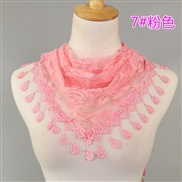 (148-48cm)(  Pink)lace color Korea triangle   fashion hollow lady pure color rose triangle scarf