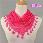 (148-48cm)(  rose Red)lace color Korea triangle   fashion hollow lady pure color rose triangle scarf