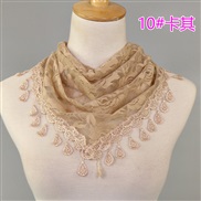 (148-48cm)(   khaki)lace color Korea triangle   fashion hollow lady pure color rose triangle scarf