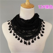 (148-48cm)(  black)lace color Korea triangle   fashion hollow lady pure color rose triangle scarf
