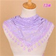 (148-48cm)(  Lilac colour)lace color Korea triangle   fashion hollow lady pure color rose triangle scarf