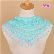 (148-48cm)(  blue )lace color Korea triangle   fashion hollow lady pure color rose triangle scarf