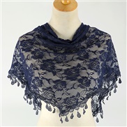 (148-48cm)(  Navy blue)lace color Korea triangle   fashion hollow lady pure color rose triangle scarf