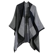 (  Black grey ) wind Jacquard Autumn and Winter imitate sheep velvet black Double surface slit shawl scarf brief shawl