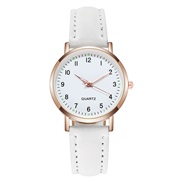 ( white)fashion night-luminous watch woman style brief digit retro frosting leather small fresh leisure quartz watch