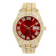 (Gold red) man watch fashion Alloy With diamond day quartz watch-face Business leisure quartz man watch-face