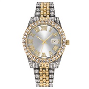 ( white)fashion diamond gold watchband watch  big dial Rome calibration day Rhinestone quartz wrist-watches