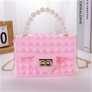 (large size Pink)Mobile phone bag zero wallet children bubble pearl portable chain silicone bag