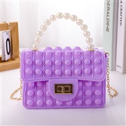 (large size purple)Mobile phone bag zero wallet children bubble pearl portable chain silicone bag
