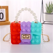 (small size red and green)Mobile phone bag zero wallet children bubble pearl portable chain silicone bag