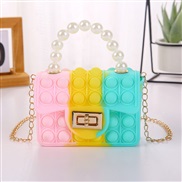 (small size pink)Mobile phone bag zero wallet children bubble pearl portable chain silicone bag