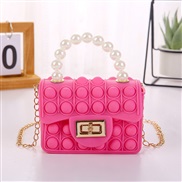 (small size rose Red)Mobile phone bag zero wallet children bubble pearl portable chain silicone bag