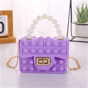 (small size purple)Mobile phone bag zero wallet children bubble pearl portable chain silicone bag