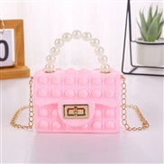 (small size Pink)Mobile phone bag zero wallet children bubble pearl portable chain silicone bag