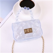 ( white)lady Shoulder bag fashion Pearl chain bag portable Mini   Jelly bag