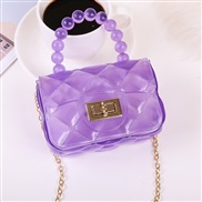 (purple)lady Shoulder bag fashion Pearl chain bag portable Mini   elly bag