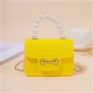 ( yellow)lady shoulder handbag woman fashion Pearl chain portable Mini samll bag   elly bag