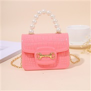 ( Pink)lady shoulder handbag woman fashion Pearl chain portable Mini samll bag   elly bag