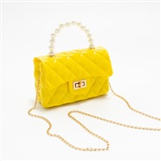( yellow)Pearl portable shoulder messenger  trend woman bag chain lady Shoulder bag bag   elly bag