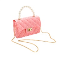 ( Pink)Pearl portable shoulder messenger  trend woman bag chain lady Shoulder bag bag   elly bag