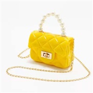 ( yellow)lady shoulder handbag woman fashion Pearl chain portable Mini  elly bag
