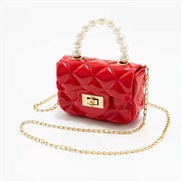 ( red)lady shoulder handbag woman fashion Pearl chain portable Mini  elly bag