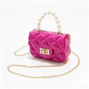 ( rose Red)lady shoulder handbag woman fashion Pearl chain portable Mini  elly bag