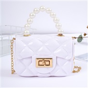 ( white)lady shoulder handbag chain Mini bag Pearl portable   elly bag