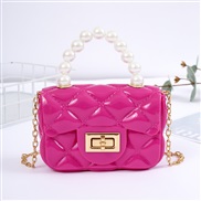 ( rose Red)lady shoulder handbag chain Mini bag Pearl portable   elly bag