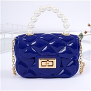( blue)lady shoulder handbag chain Mini bag Pearl portable   elly bag