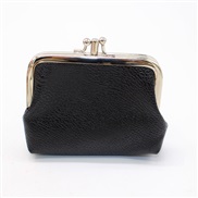 ( black)new Double layerPU coin Purse  lady short style coin bag small fresh candy colors Coin bag