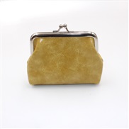 ( yellow)PU oil wax leather  buckle coin Purse  lady short style samll coin bag  creative Coin bag